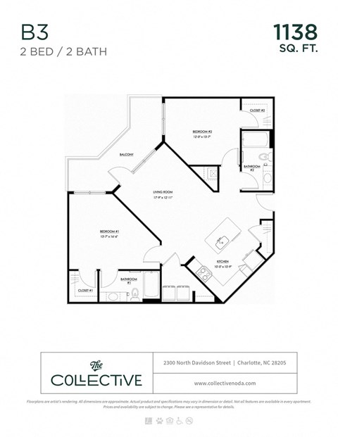 B3 Floor Plan at The Collective NoDa, North Carolina